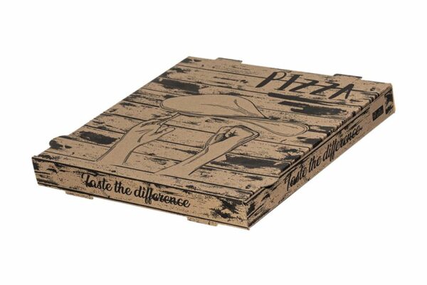 Χάρτινα Κουτιά Πίτσας Kraft FSC® με Σχέδιο ''Pizza Hands'' 42x42x4cm. | TESSERA Bio Products®