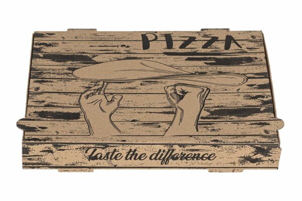 Kraft Paper Pizza Boxes Pizza Hands Design FSC®44x44x4,2cm. | TESSERA Bio Products®