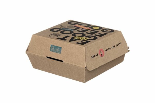 Kraft Paper Hamburger Box FSC® DURA Series 13x12,9x7,5 cm. | TESSERA Bio Products®