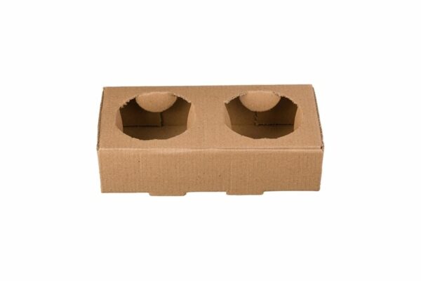 Kraft Paper Cup Holder 2-compartments 19 x 10 x 4,5 cm. | TESSERA Bio Products®