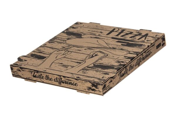 Χάρτινα Kraft Κουτιά Πίτσας FSC® σχέδιο "Handmade" 44x44x4,2cm | TESSERA Bio Products®