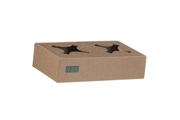 Kraft Paper Cup Holder 2-compartments 19 x 10 x 4,5 cm | TESSERA Bio Products®