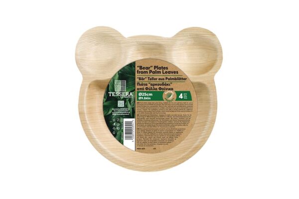 Στρογγυλά Πιάτα Αρκουδάκι Φύλλα Φοίνικα Ø 25cm. (4 τεμάχια) | TESSERA Bio Products®