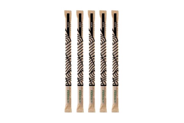 Paper Straws FSC® Black Straight Ø 0.8x23cm Wrapped 1/1 | TESSERA Bio Products®