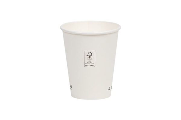 Single Wall Waterbased Paper Cups White Colour 12oz-80mm | TESSERA Bio Products®
