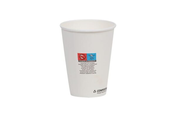 Xάρτινα Ποτήρια Μονού Τοιχώματος Waterbased Λευκά 12oz | TESSERA Bio Products®
