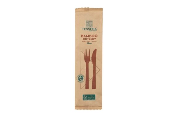 Bamboo Cutlery Wrapped 1/1 17cm. | TESSERA Bio Products®