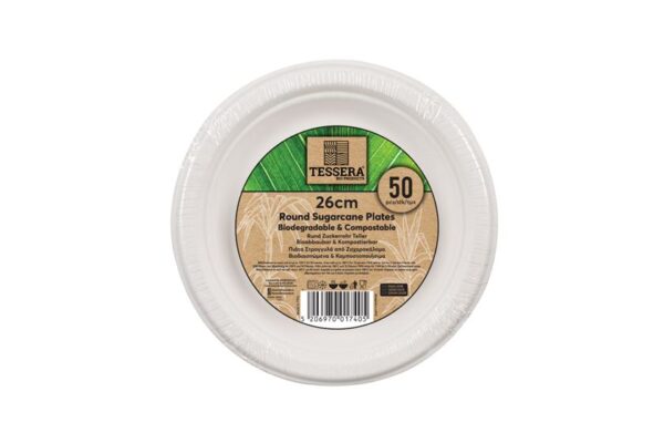Στρογγυλά Πιάτα Ζαχαροκάλαμο Ø 26cm. | TESSERA Bio Products®