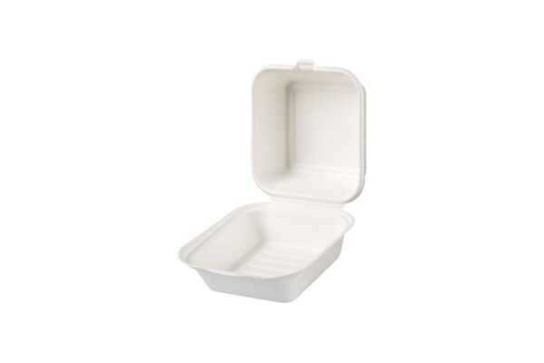 Sugarcane Food Containers 1-Compartment with Hinged Lid | TESSERA Bio Products®