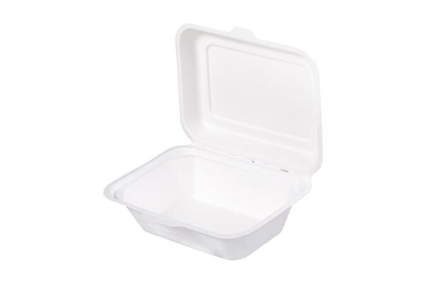 Sugarcane Food Containers 1-Compartment with Hinged Lid | TESSERA Bio Products®